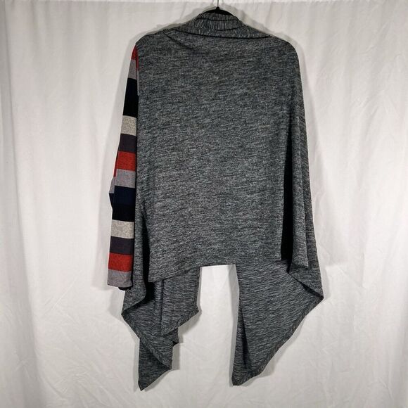 New Agnes Orinda Cardigan Women's 4X Grey Open Front Striped Sleeves Light - Picture 8 of 8